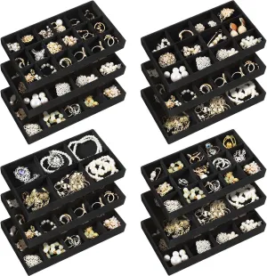 Velvet Stackable Jewelry Organizer Trays Divided Earring Accessories Storage Containers Box Junkin 12 Pcs govern angstrom scholar recoup spontaneously Jewelry Tray 