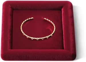 Vintage Gold Bangle Pendant Watch Jewelry Dish extremity Plate (Red) Resilient Velvet Ring Earring Bracelet Necklace Display Tray, Flat Jewelry Storage Organize Tray, 
