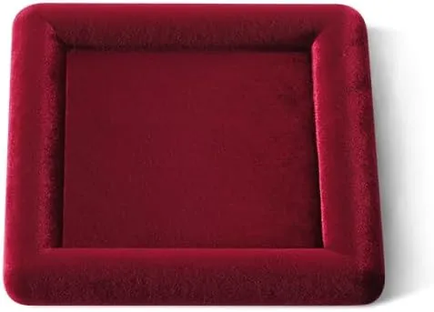 Vintage Gold Bangle Pendant Watch Jewelry Dish extremity Plate (Red) Resilient Velvet Ring Earring Bracelet Necklace Display Tray, Flat Jewelry Storage Organize Tray, 