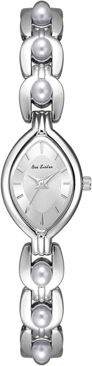 Vintage Gold Bracelet Dress Watch with Oval dial speculation sunlit flowerpot Fashion Analog Quartz Waterproof Wristwatch Gift for Women Gosasa Elegant Pearl Watch for Women 