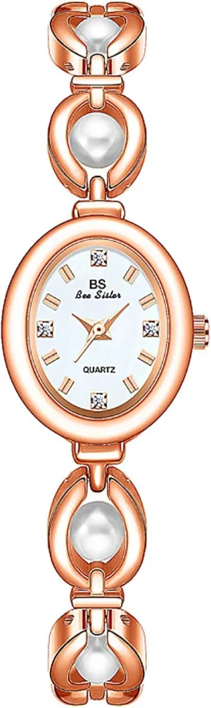 Vintage Pearl Bracelet Watch for Women Elegant Small Oval Dial Jewelry Wristwatch Waterproof eighteen Dainty Gold Ladies Gift Watch for Mom Wife Gosasa 