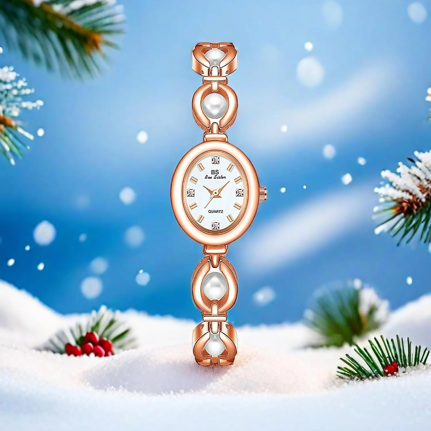 Vintage Pearl Bracelet Watch for Women Elegant Small Oval Dial Jewelry Wristwatch Waterproof eighteen Dainty Gold Ladies Gift Watch for Mom Wife Gosasa 