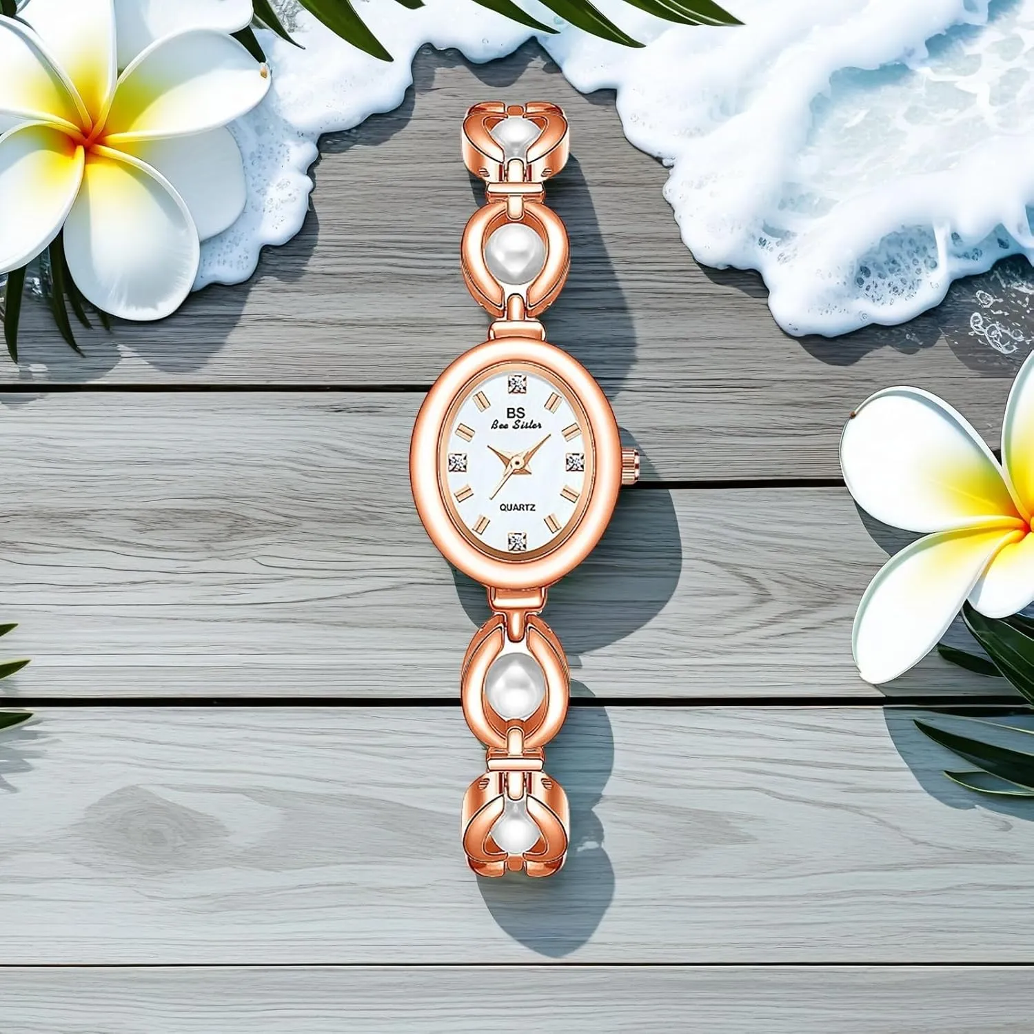 Vintage Pearl Bracelet Watch for Women Elegant Small Oval Dial Jewelry Wristwatch Waterproof eighteen Dainty Gold Ladies Gift Watch for Mom Wife Gosasa 