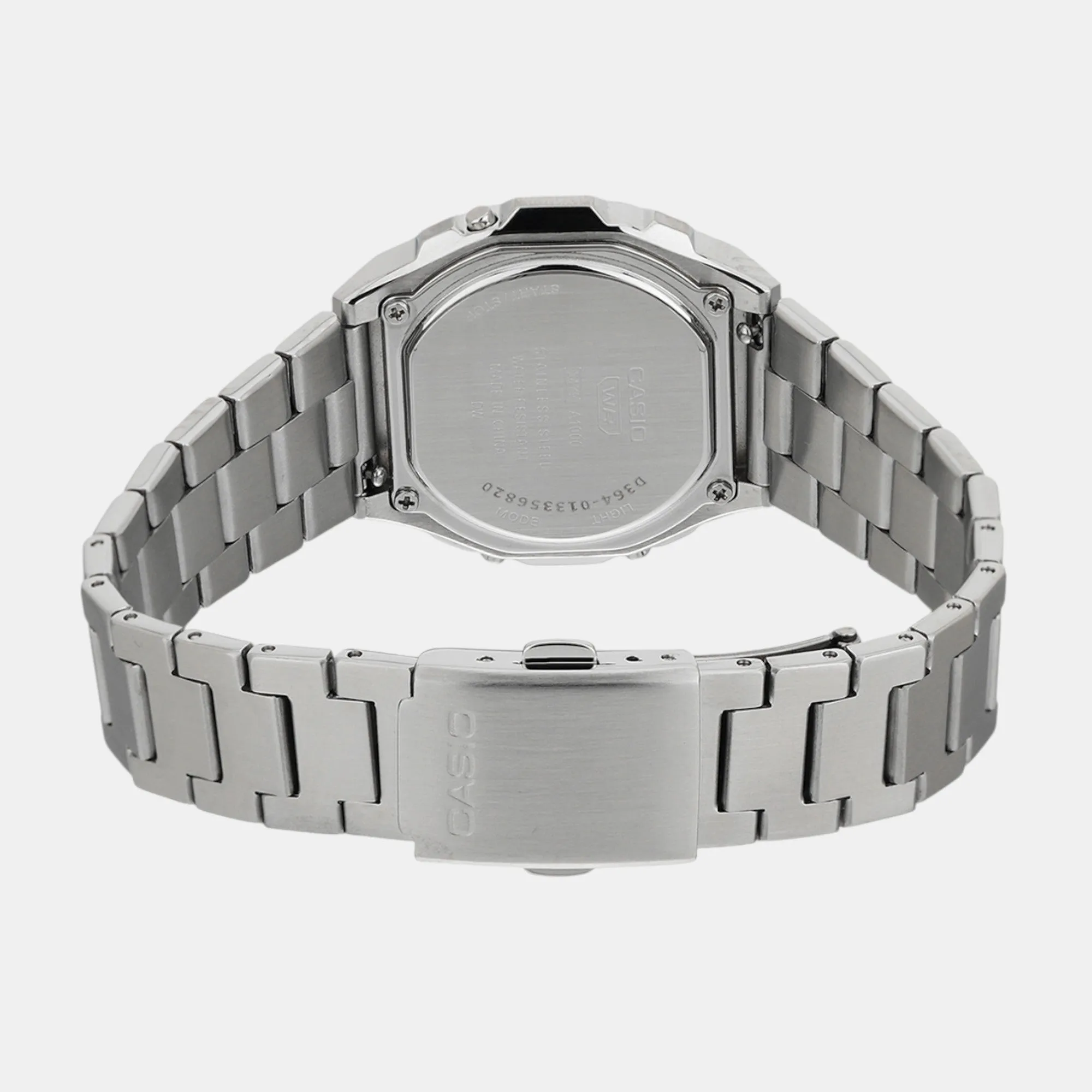 Vintage Unisex Quartz Silver Dial Digital Stainless Steel Watch A1000DN-7DR D364