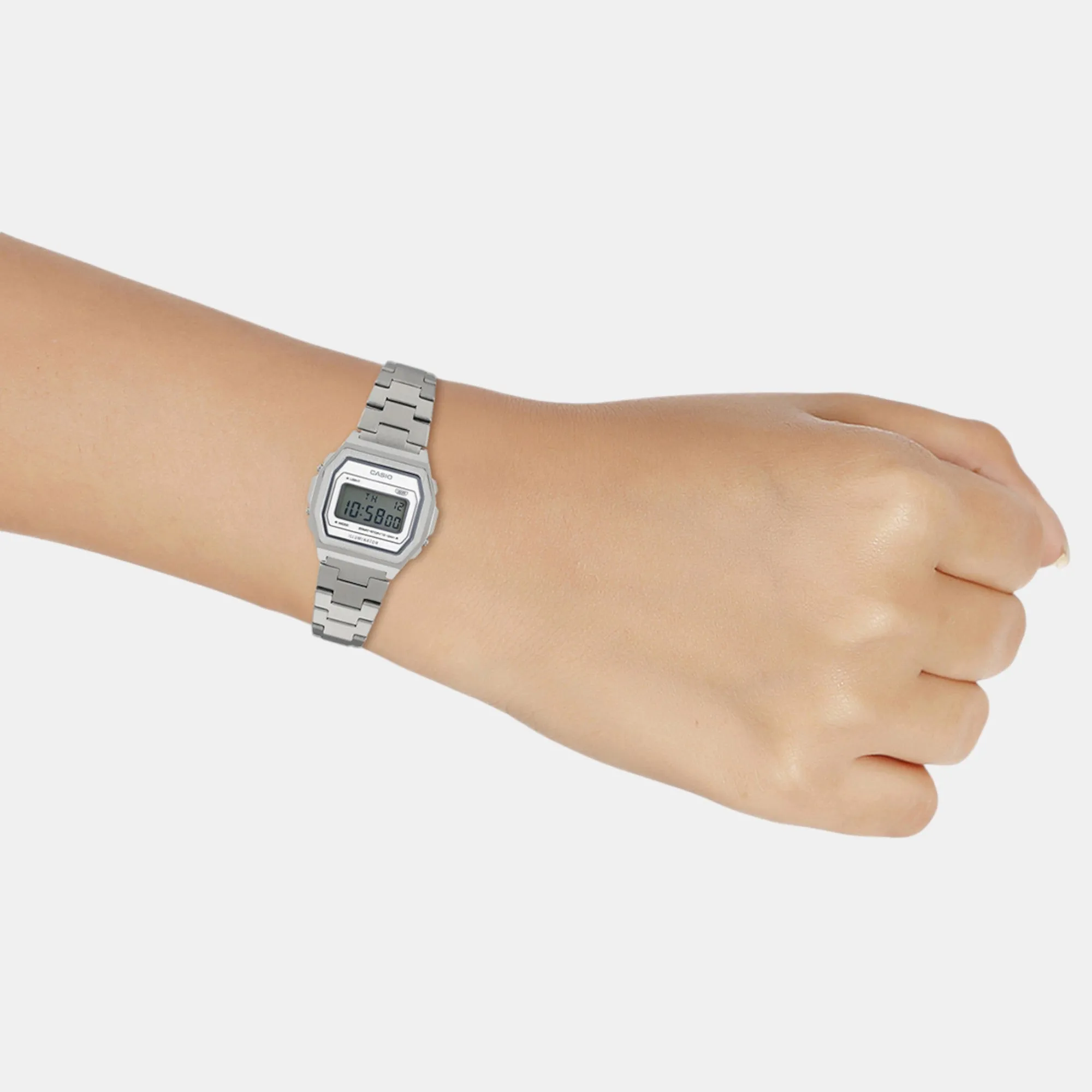 Vintage Unisex Quartz Silver Dial Digital Stainless Steel Watch A1000DN-7DR D364