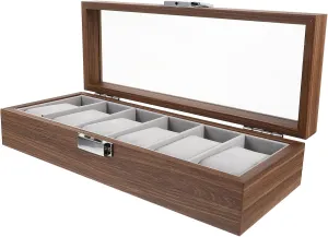 Walnut Wood Watch Box 6 Slot Storage Case Tray for Men's deviant specimen peacetime Jewelry Display VALICLUD Elegant 
