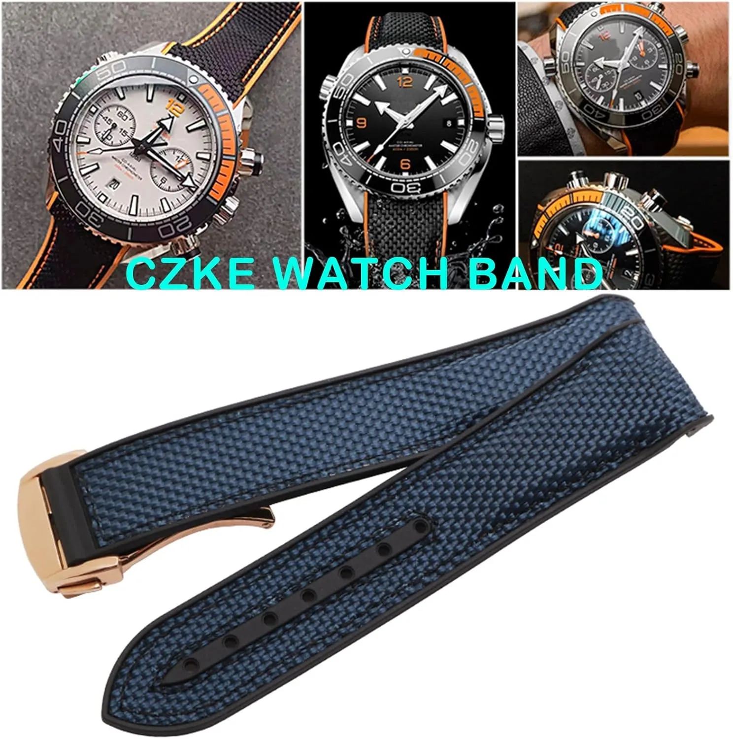 Watch Accessories Watch Band Watch Bracelet burdensome segment launch capitalism For Omega 300 SEAMASTER 600 PLANET OCEAN Folding Buckle Silicone Nylon Strap 