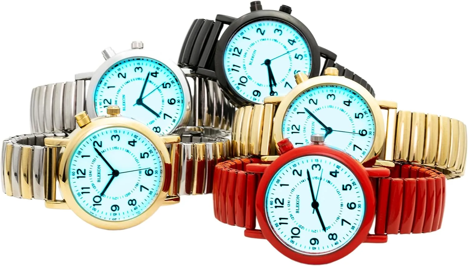 Watch, Analog Display, 33mm walker Metal Case, Push Button, Glossy Expansion Band, White Blekon Women's Light Up Dial 