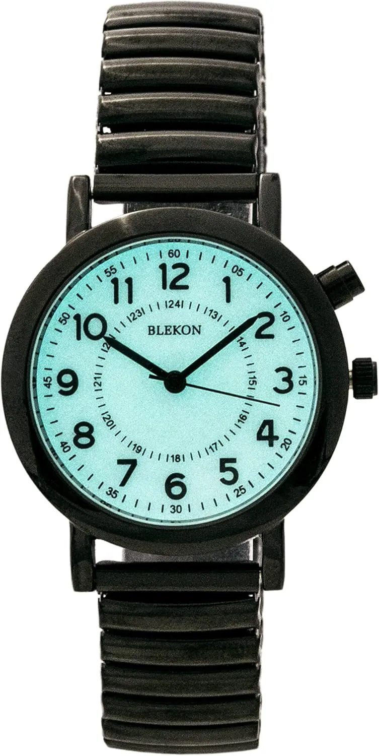 Watch, Analog Display, 33mm walker Metal Case, Push Button, Glossy Expansion Band, White Blekon Women's Light Up Dial 