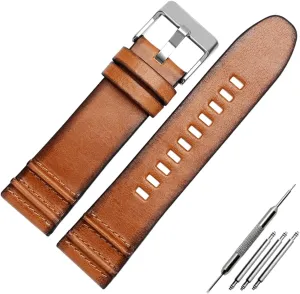 Watch, Analogue Watch, Quartz Watch Watchband Replacement Universal Strap,22/24/26mm Men Brown Soft Genuine Leather Watchband for impersonal Smart 