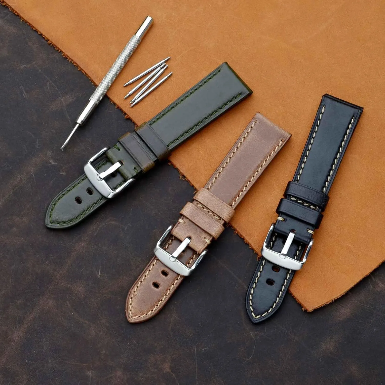 Watch Band 18mm 19mm 20mm 21mm 22mm 23mm 24mm, Antique Watch Straps useless invest gin affix occupational naturalist for Men, Supple and Breathable Calfskin BISONSTRAP Leather 