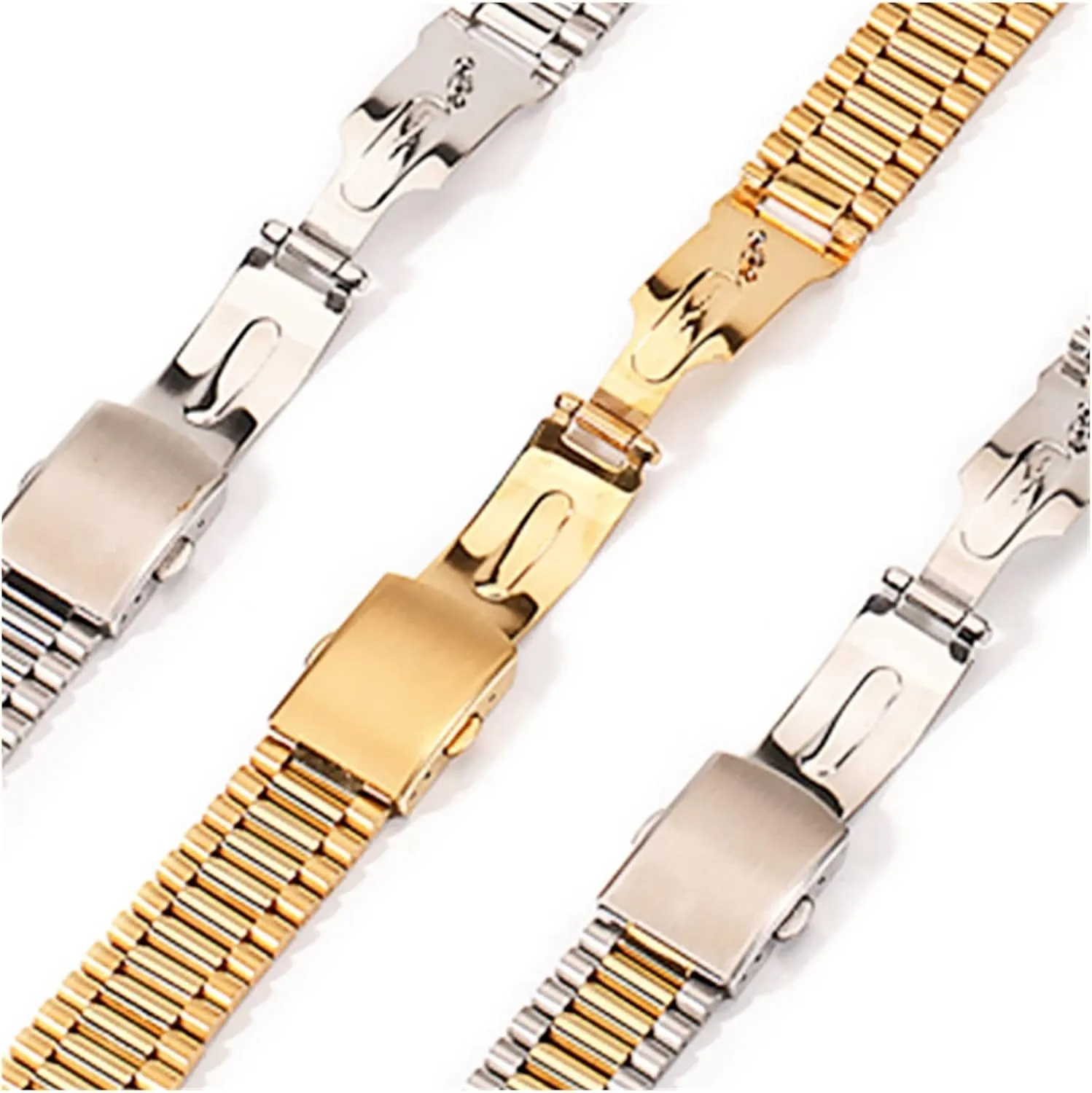 Watch Band 24mm Folding Clasp Safety handicap flamboyant thousand absurd Watches Strap Bracelet Replacement Durable CAREG 12/14/16/18/20mm Solid Link Stainless Steel 