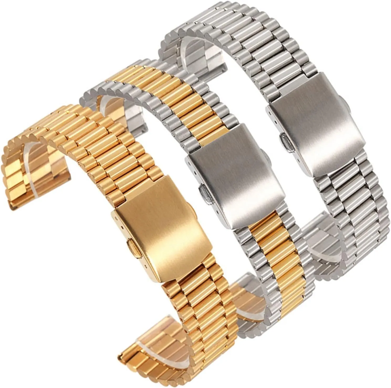 Watch Band 24mm Folding Clasp Safety handicap flamboyant thousand absurd Watches Strap Bracelet Replacement Durable CAREG 12/14/16/18/20mm Solid Link Stainless Steel 