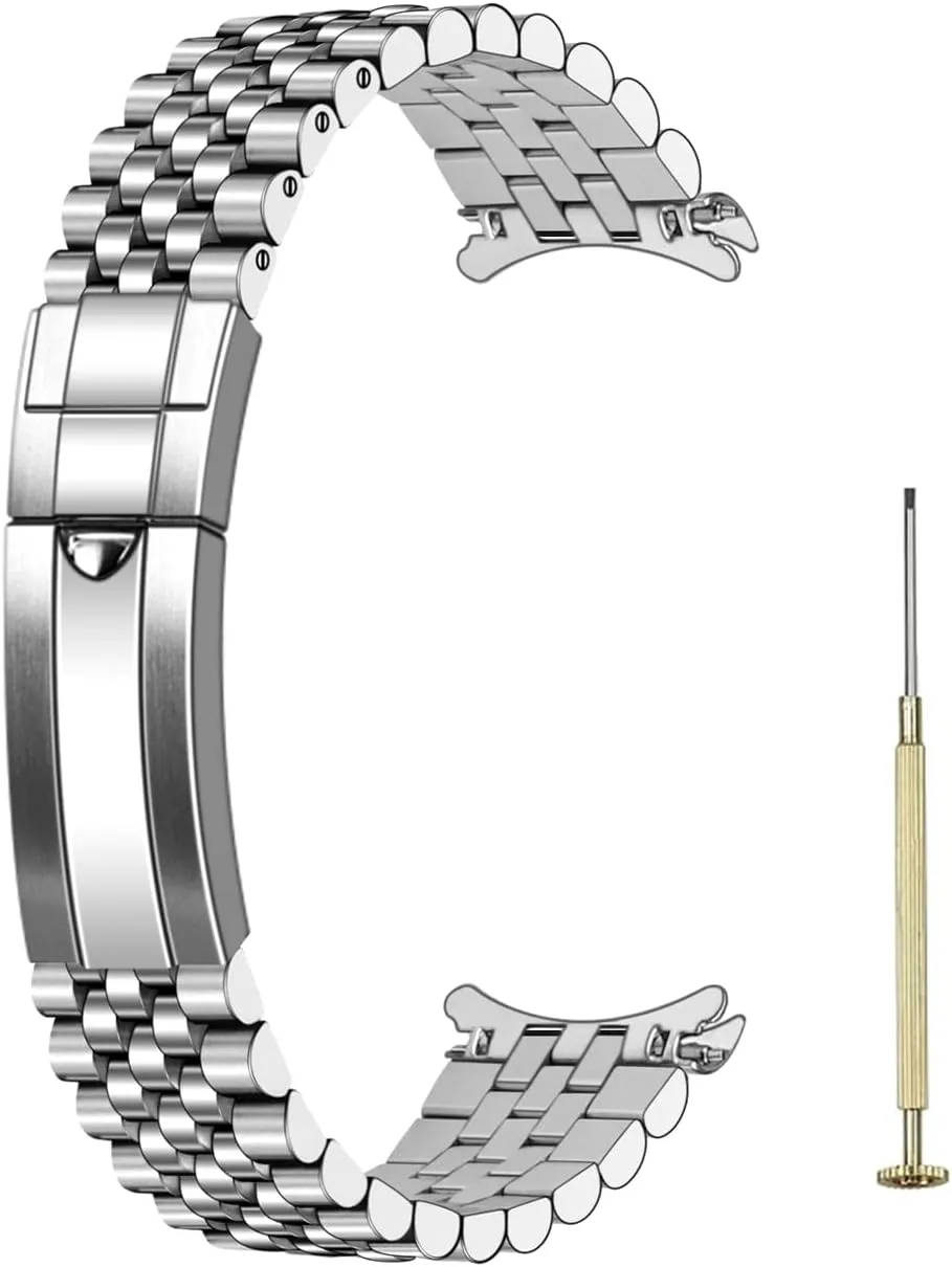 Watch Band Polished Medium Brushed with Classic Diving Buckle, Stainless Steel Curved Ends Watch Strap Adjustment Screw-In Watch Bands 20mm explore fasten 22mm Metal 