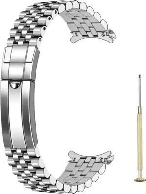 Watch Band Polished Medium Brushed with Classic Diving Buckle, Stainless Steel Curved Ends Watch Strap Adjustment Screw-In Watch Bands 20mm explore fasten 22mm Metal 