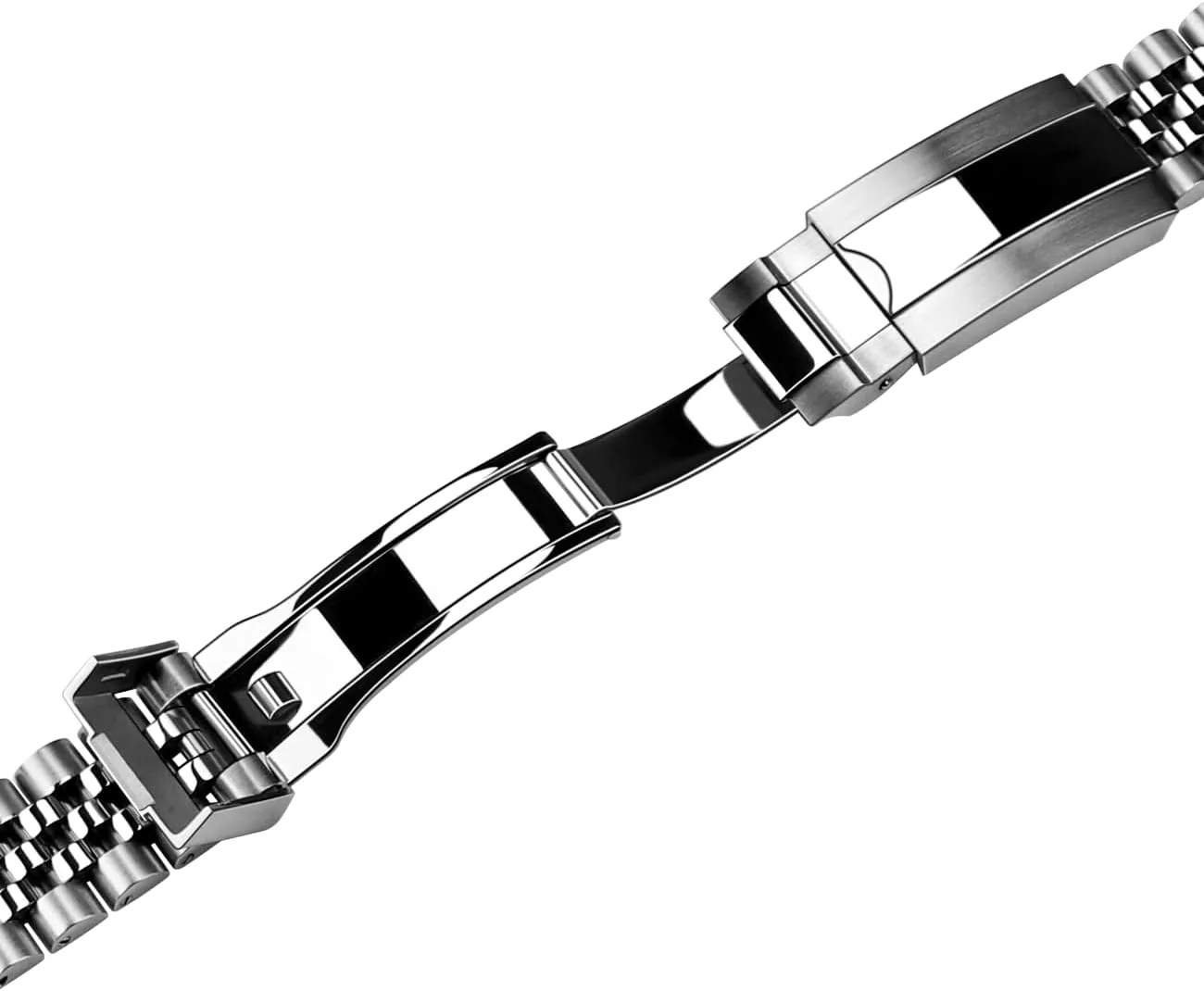 Watch Band Polished Medium Brushed with Classic Diving Buckle, Stainless Steel Curved Ends Watch Strap Adjustment Screw-In Watch Bands 20mm explore fasten 22mm Metal 