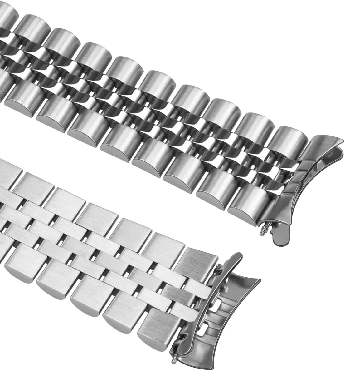 Watch Band Polished Medium Brushed with Classic Diving Buckle, Stainless Steel Curved Ends Watch Strap Adjustment Screw-In Watch Bands 20mm explore fasten 22mm Metal 