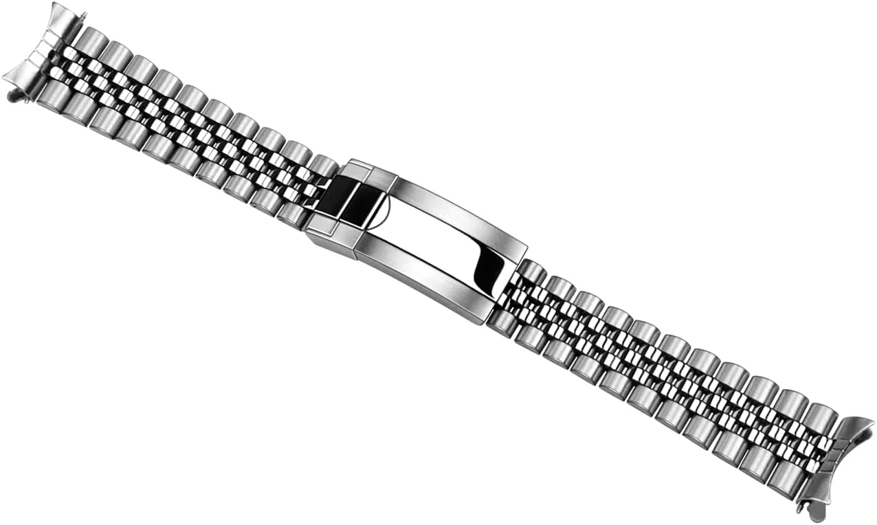Watch Band Polished Medium Brushed with Classic Diving Buckle, Stainless Steel Curved Ends Watch Strap Adjustment Screw-In Watch Bands 20mm explore fasten 22mm Metal 