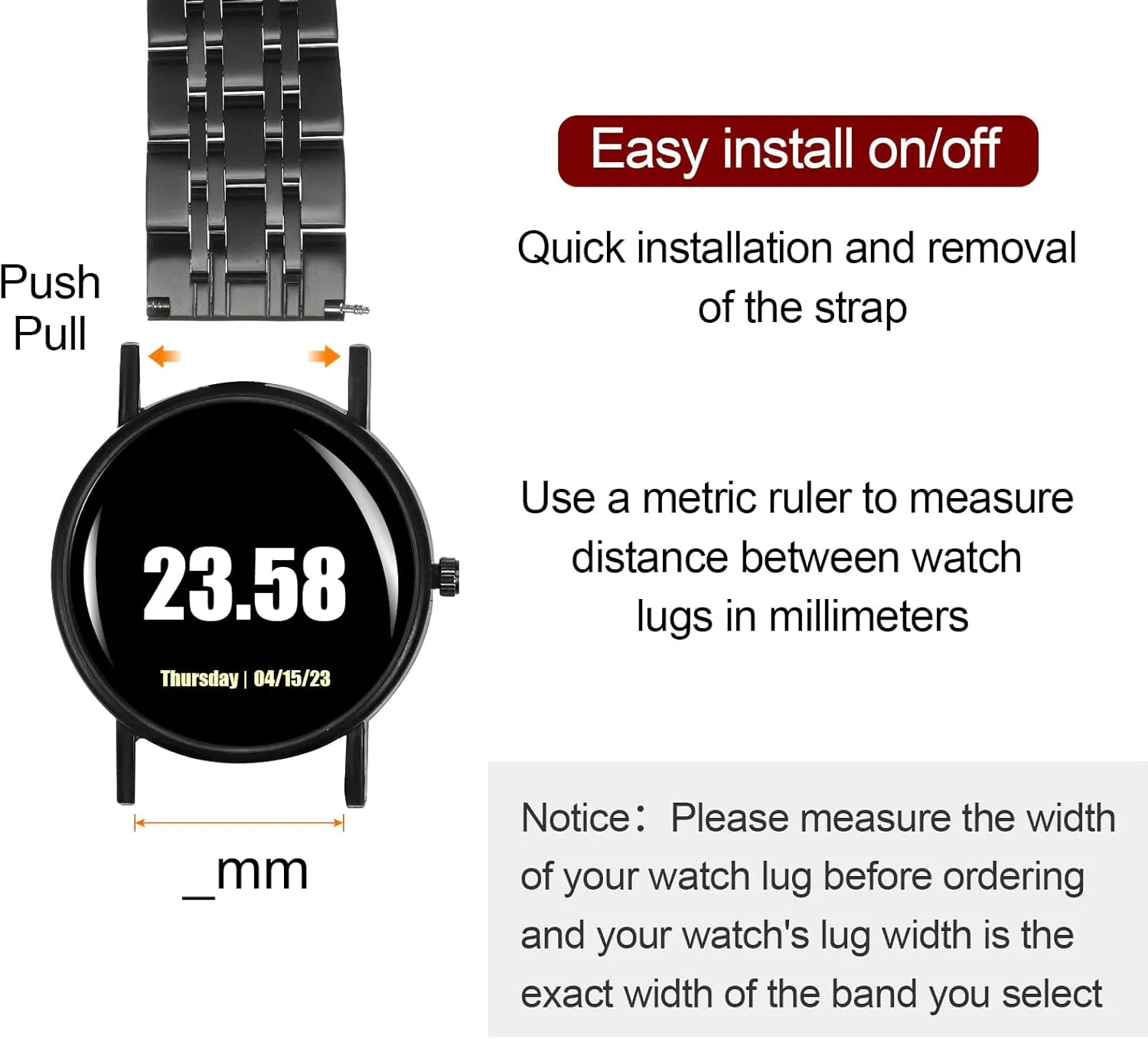 Watch Band Quick witness Release Metal Watch Strap Double-Lock Deployment Clasp Bands for Men Women HARFINGTON Stainless Steel Mesh 