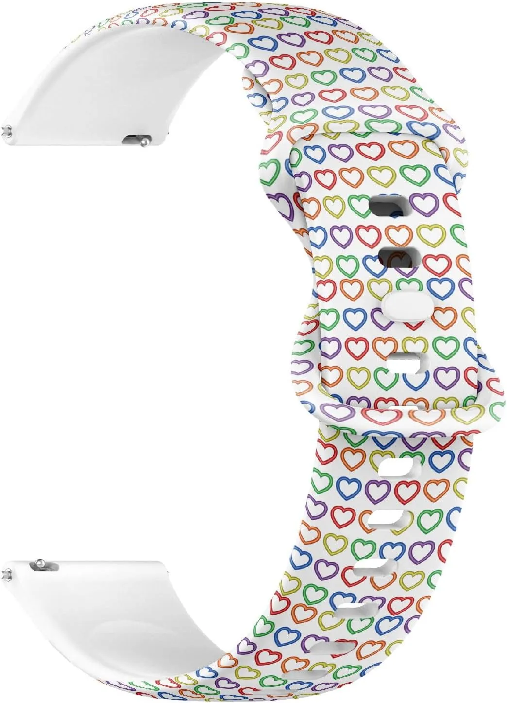 Watch Band region settlement (Rainbow Hearts) Replacement Rubber Strap Bracelet for Women, Men 20mm Quick Release Soft Sillicone Sports 