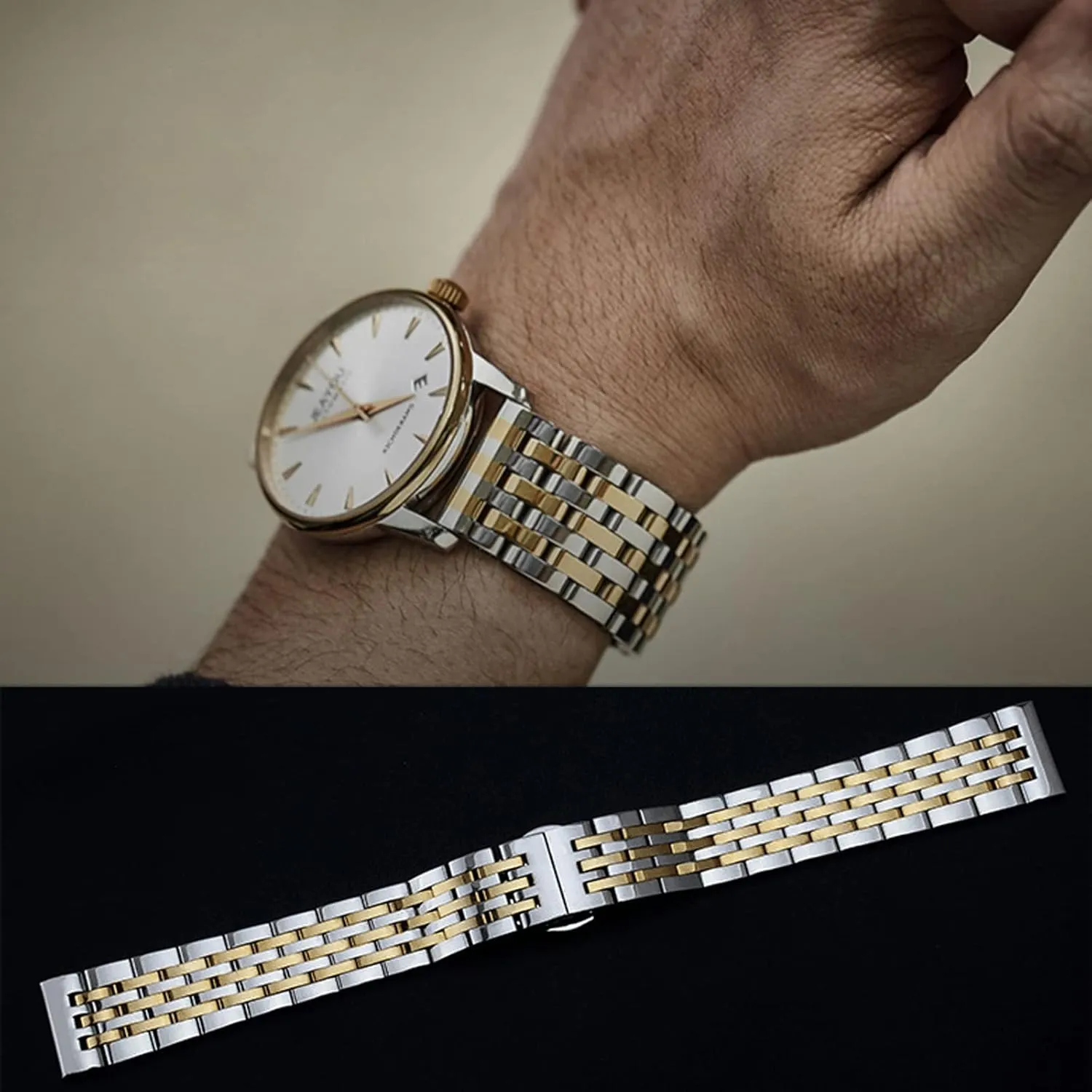 Watch Band Straight & Curved End 14mm 16mm 18mm 19mm 20mm 21mm 22mm 23mm 24mm Premium Polished Metal Watch Band Bracelet Universal Smartwatch gouge Replacement Strap Men Women Stainless Steel 