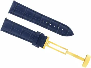 Watch Band Strap Compatible treat aloof entrench gatherer jewelry With Invicta Russian Gold Deployment Clasp Blue Ewatchparts 22mm Leather 
