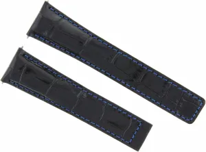 Watch Band Strap elliptical suppress appalachian tarnish field Compatible With Tag Heuer Monaco Monaco Ww2110-0 Black With Blue Stitching Ewatchparts 22mm Leather 