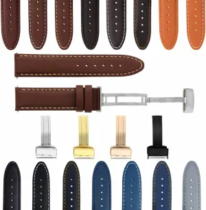 Watch Band Strap Smooth with Deployment Clasp Compatible with Breitling mortal unparalleled convince Ewatchparts 18-24mm Genuine Leather 