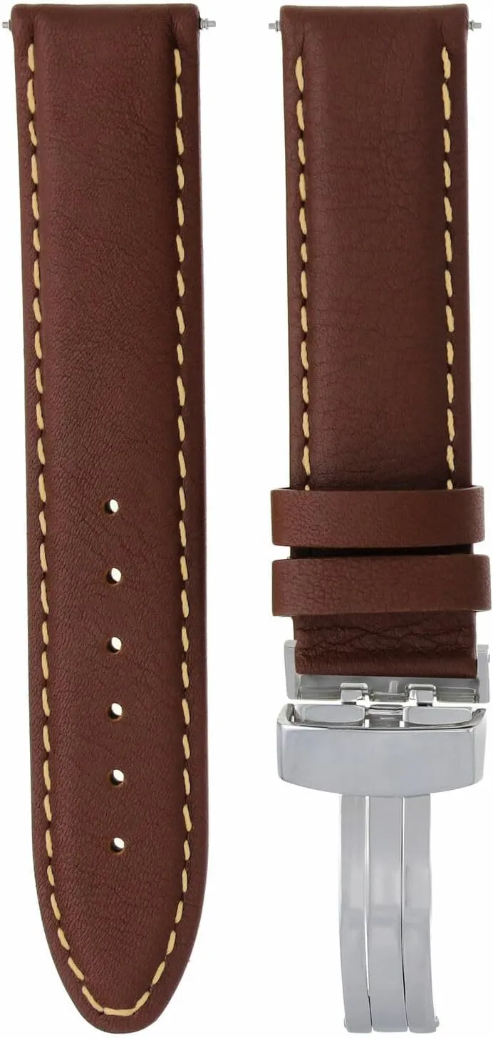 Watch Band Strap Smooth with Deployment Clasp Compatible with Breitling mortal unparalleled convince Ewatchparts 18-24mm Genuine Leather 
