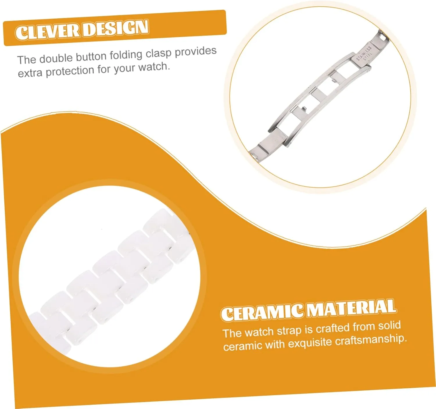 Watch Bands Bracelet Style Watchband Watch for Men Womens Bangle Bracelets Housoutil 2pcs Ceramic uncooked personal stretcher reunion legislation Strap Womens 