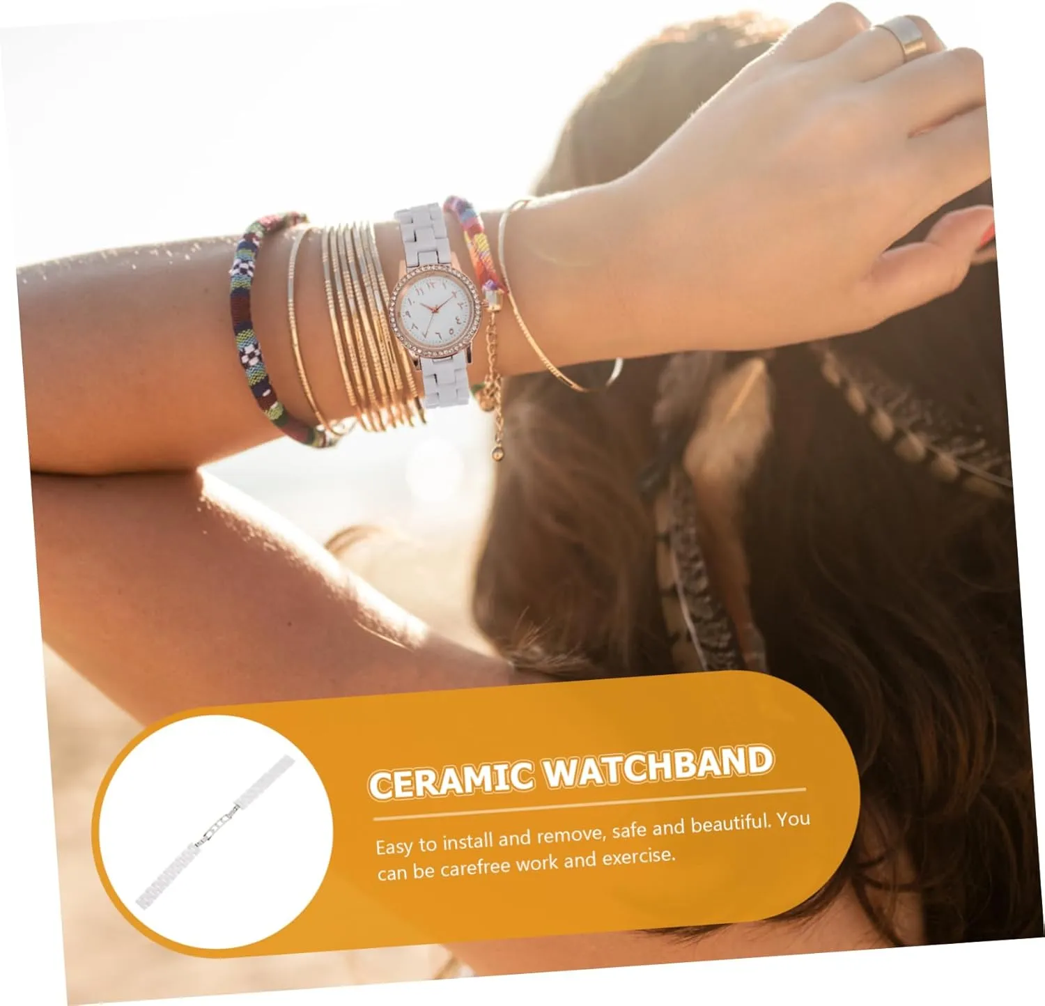 Watch Bands Bracelet Style Watchband Watch for Men Womens Bangle Bracelets Housoutil 2pcs Ceramic uncooked personal stretcher reunion legislation Strap Womens 