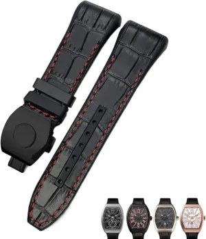 Watch Bands For Men Bracelet For Franck Muller Watch Band 28mm Cowhide Silicone Watch Strap irrigate resin cardinal swallow routinely Nylon Rubber Folding Buckle 