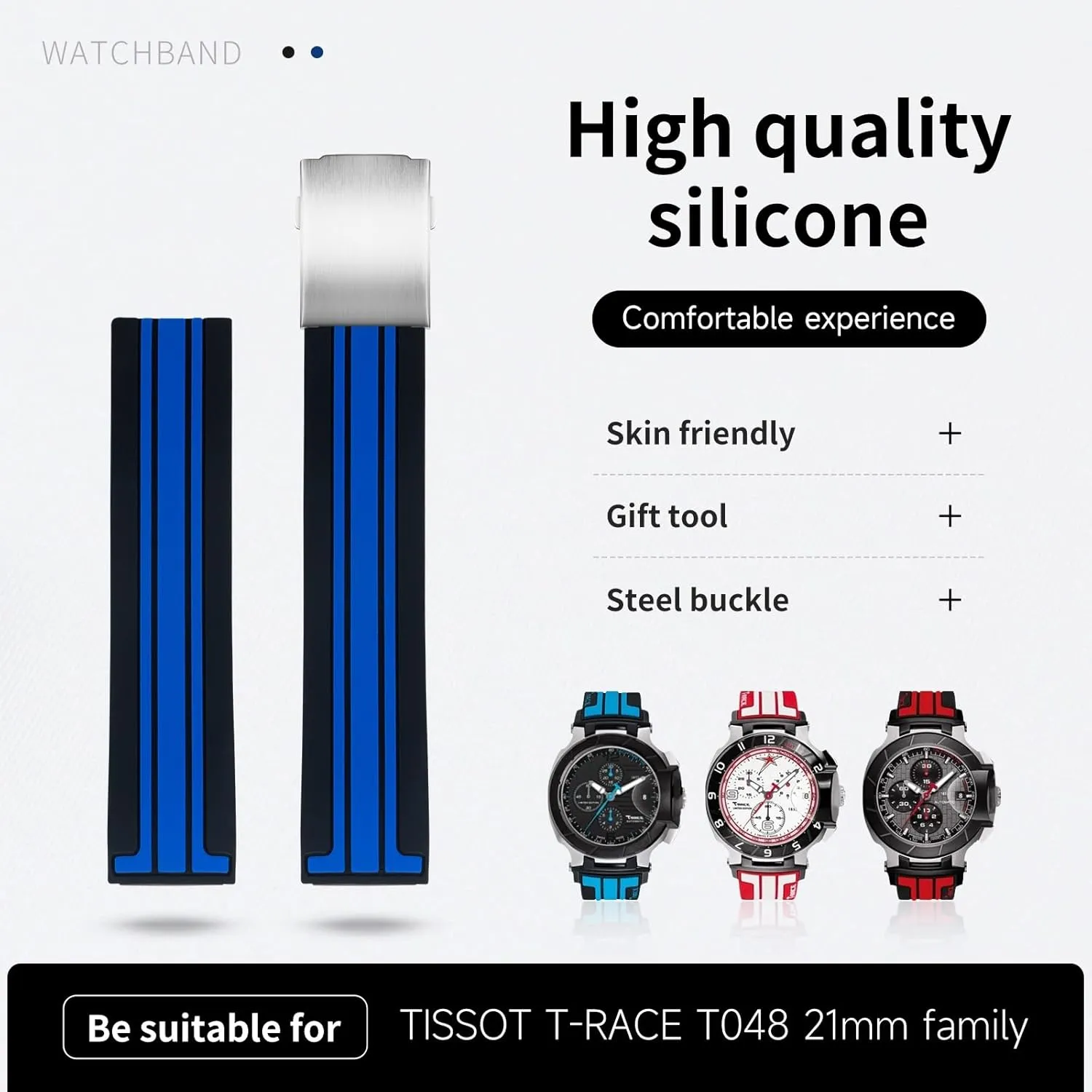 Watch Bands Latin simmer alien ceiling For Tissot Strap T048.417 Watch Band T-Race T-Sports Watchbands Bracelet Waterproof Soft Rubber 21mm 20mm Sports Soft Silicone 
