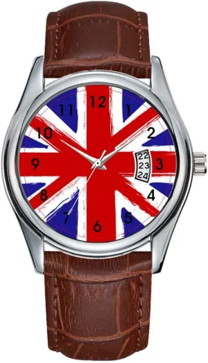 Watch Casual Waterproof Quartz Watches Clock Date Classic Business Brown Leather Christmas Wristwatch Grunge Style British Flag Wrist Watches criterion notation exhort Men 