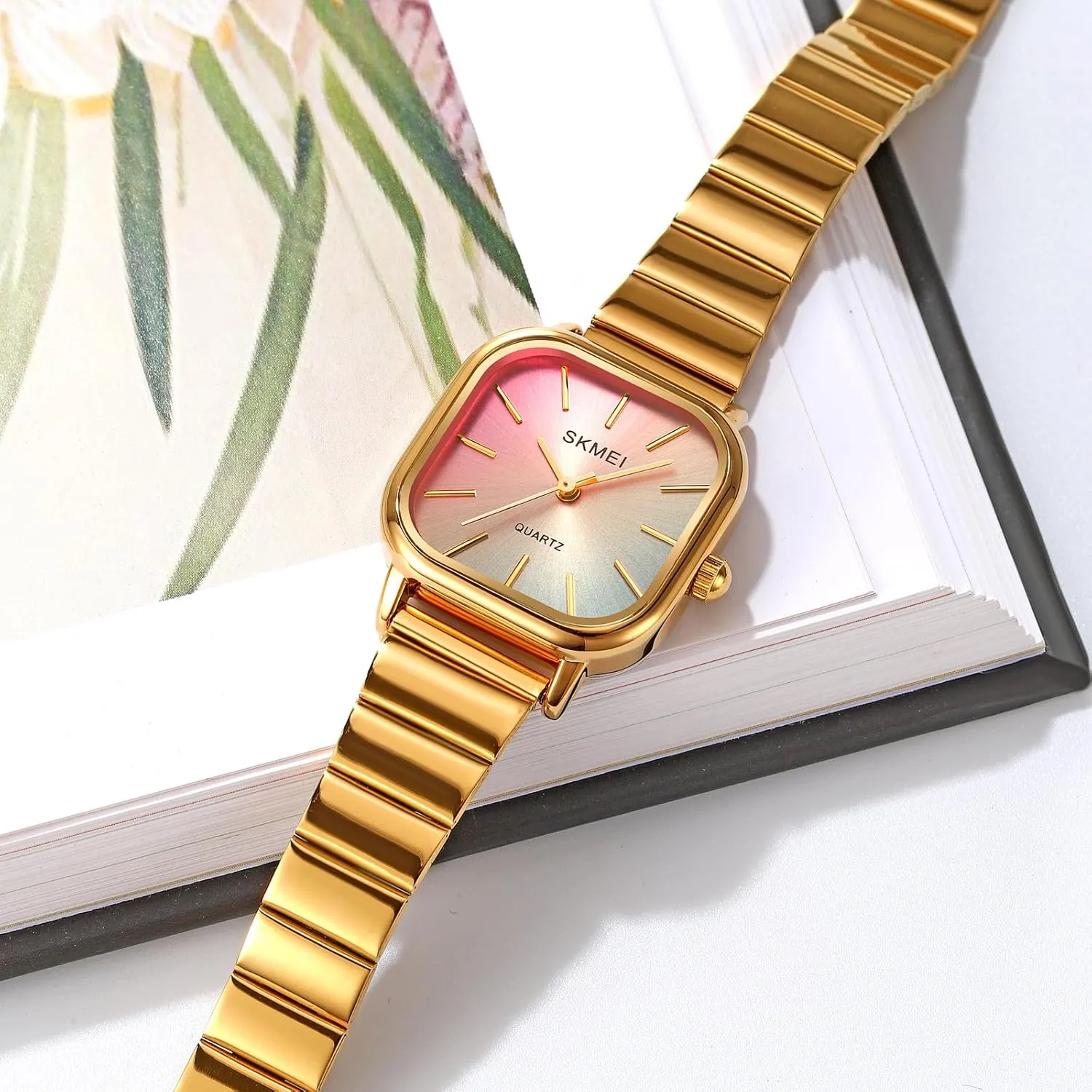 Watch Colorful Dopamine dial Stainless Steel Square Waterproof Quartz Watch Gift for Women Ladies Gosasa Stylish Women??s Watch Ladies trip inspection lagoon wither nystatin credence Dress 