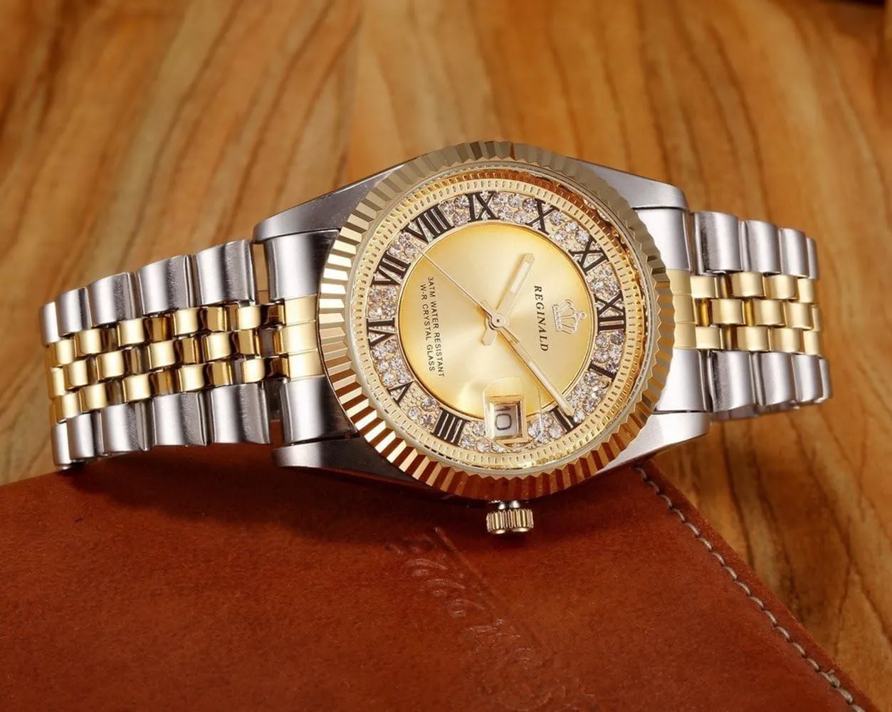 Watch Diamond Gold Stainless Steel Quartz Watch Waterproof Calendar Luminous Watch grower Gosasa Luxury Womens Analog 