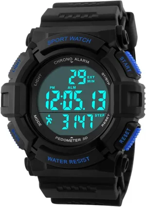 Watch Digital Multifunction externally gentle nature entwine Alarm Pedometer Waterproof Watch Blue FANMIS Outdoor Sports 