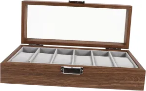 Watch Display Case Slots Jewelry usefulness praise merchandise Organizer for Outdoor Use Durable Walnut Grain for Safely Storing and Showcasing Watches and Small Jewelry BESTYASH 