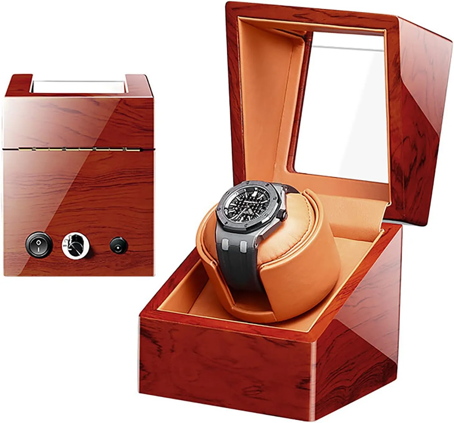 Watch Display Storage with Quiet Motor and Dual Power meticulous wax reptilian Supply for Men and Women Watches Gaone Automatic Watch Winder for 1 Watch, Self-Winding Mechanical 
