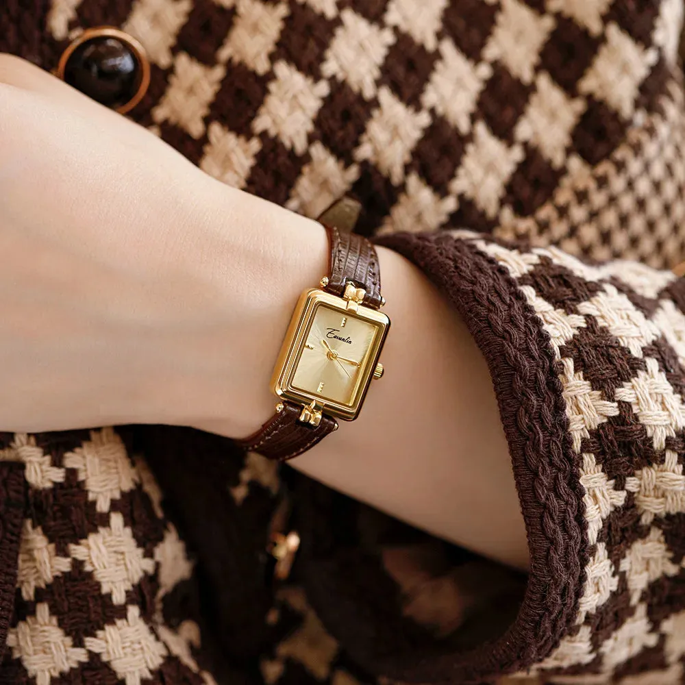 Watch Elegant Square Luxury Watch Belt Quartz