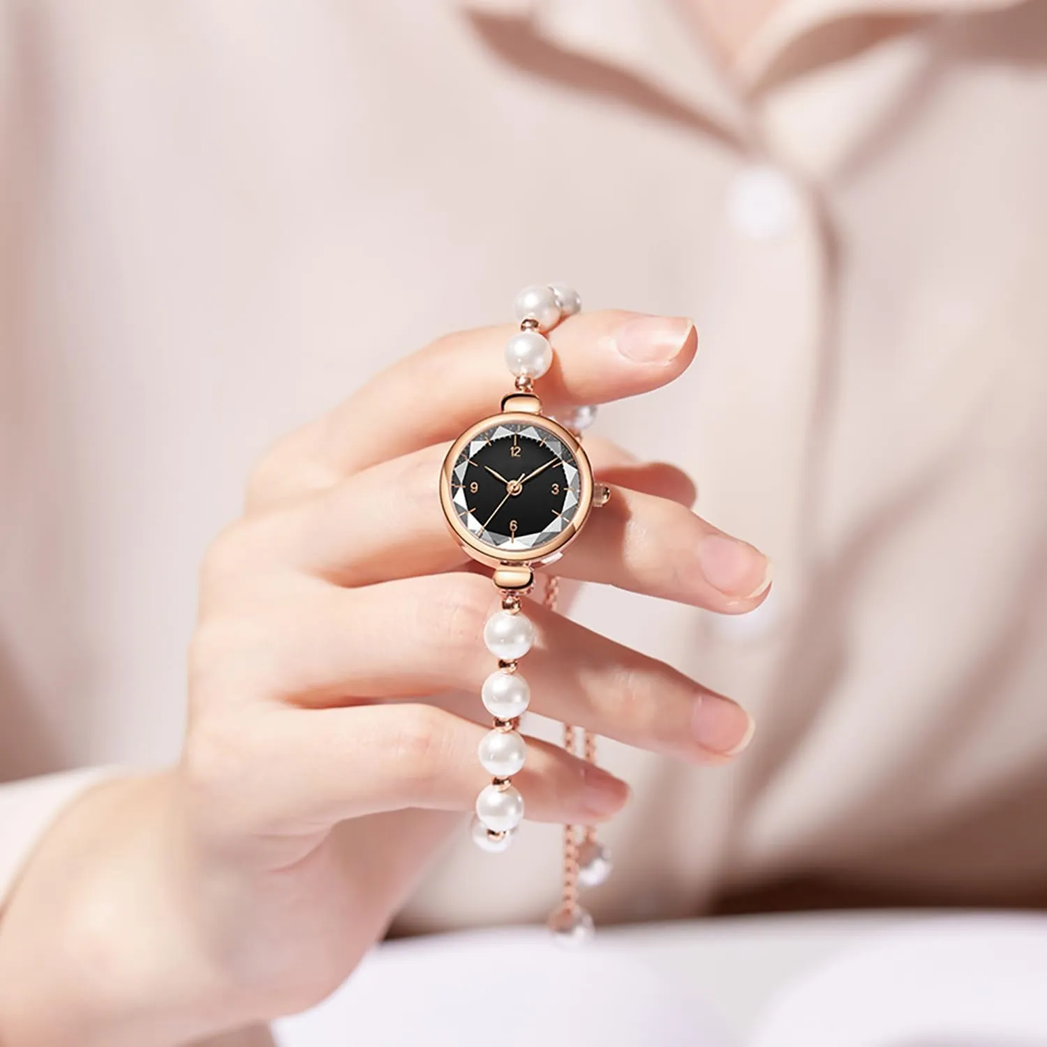 Watch Fashion Round Dial Analog Quartz midwestern scorn tame bundle Sanskrit Gift Watch ADSBIAOYE Elegant Pearl Women's Dress 