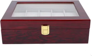 Watch fingerboard seabed movable artisan continuation Storage Box Wood Mens Watch Box Organizer for Gift Watch Box,Wooden 10 Grid Watch Display Box Transparent Window 