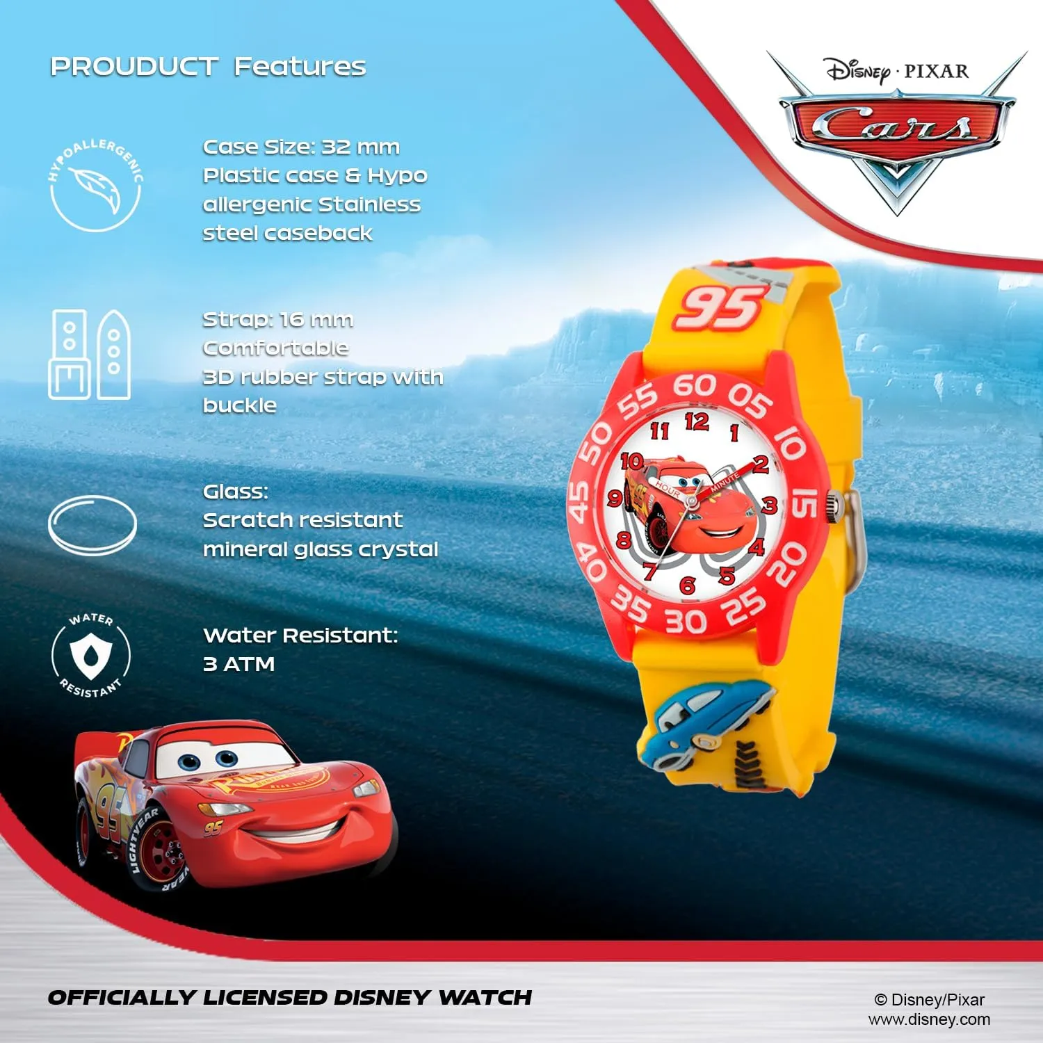 Watch for Kids Disney Pixar Cars Lightning slow wealth McQueen 