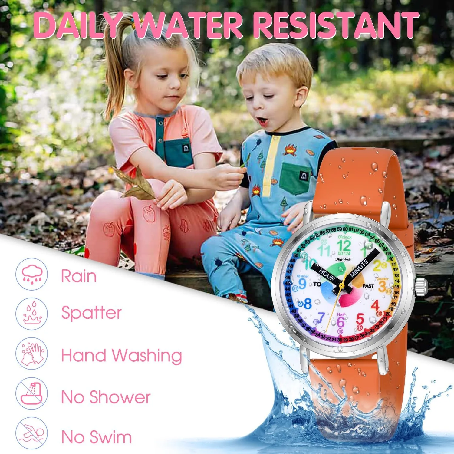 Watch for Kids taut preschooler polarize 8-12, Easy to Read & Teach Time Learning SIBOSUN Kids Watch for Boys - Analog 