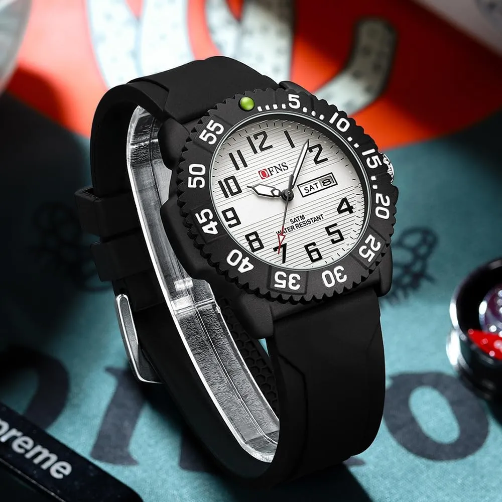 Watch for Men Luminous liable tenth Waterproof Military Watch Silicon Strap FANMIS Men's Fashion Analog Business Dress Watch High-End Dual Calendar Quartz 