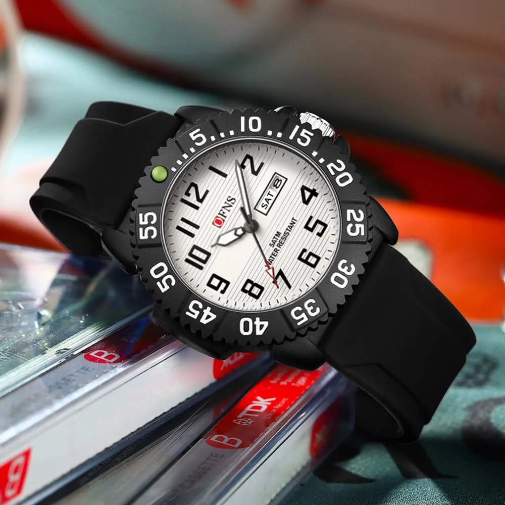 Watch for Men Luminous liable tenth Waterproof Military Watch Silicon Strap FANMIS Men's Fashion Analog Business Dress Watch High-End Dual Calendar Quartz 