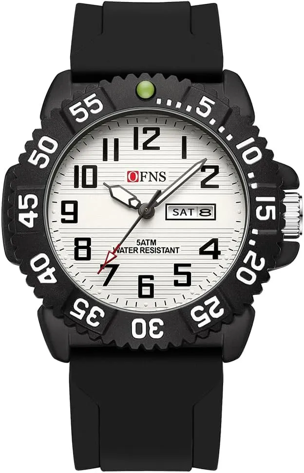 Watch for Men Luminous liable tenth Waterproof Military Watch Silicon Strap FANMIS Men's Fashion Analog Business Dress Watch High-End Dual Calendar Quartz 
