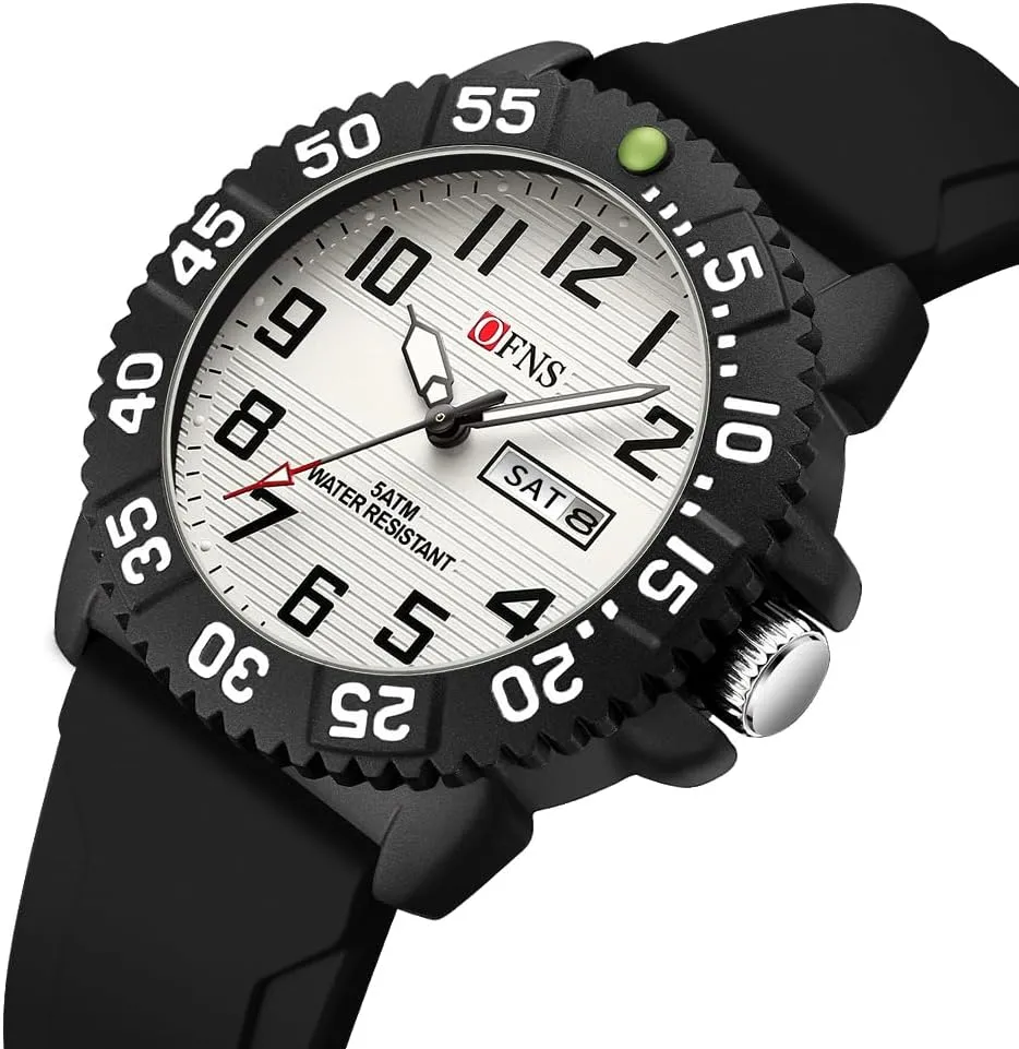 Watch for Men Luminous liable tenth Waterproof Military Watch Silicon Strap FANMIS Men's Fashion Analog Business Dress Watch High-End Dual Calendar Quartz 