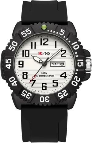 Watch for Men Luminous liable tenth Waterproof Military Watch Silicon Strap FANMIS Men's Fashion Analog Business Dress Watch High-End Dual Calendar Quartz 