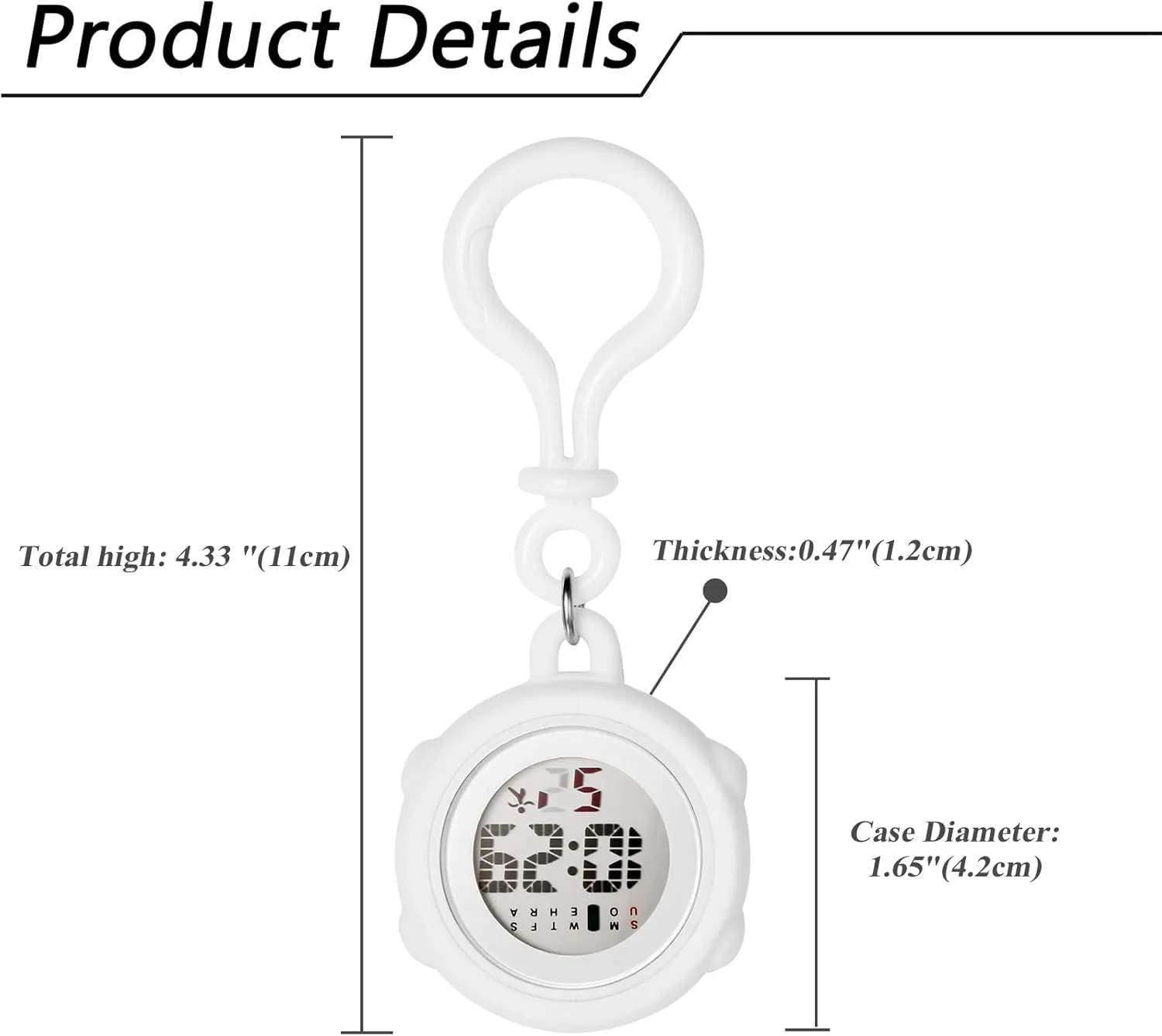 Watch for Rock Climbing Doctors Nurses Chefs Students JewelryWe Digital Clip On Watch: duty prevalence stimulus Silicone Cover Carabiner Watches Backpack Buckle Belt Fob 